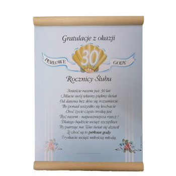 Dyplom - 30 rocznica ślubu "Perłowe Gody" (niebieski)