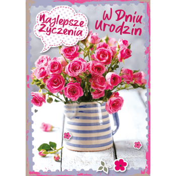 Karnet GM-572 "Najlepsze życzenia w dniu urodzin" (róże)