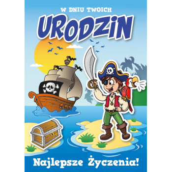 Karnet GM-466 "W dniu twoich urodzin Najlepsze życzenia" (pirat)