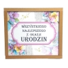 Skarbonka drewniana - Wszystkiego najlepszego z okazji urodzin (różowa)