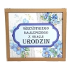 Skarbonka drewniana - Wszystkiego najlepszego z okazji urodzin (niebieska)