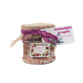 Sól himalajska do kąpieli z kwiatkami lawendy - Babciu zasługujesz na relaks