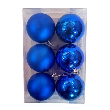 Bombki 6 szt 8050 (średnie, niebieskie)