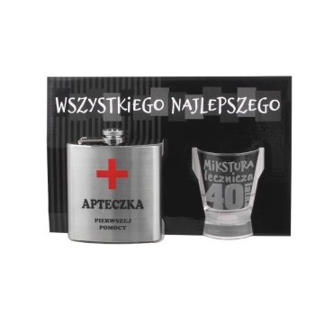 Piersiówka + szklanka BH - Mikstura lecznicza 40latka