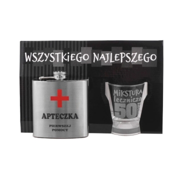 Piersiówka + szklanka BH - Mikstura lecznicza 50latka