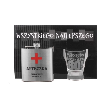 Piersiówka + szklanka BH - Mikstura lecznicza 60latka