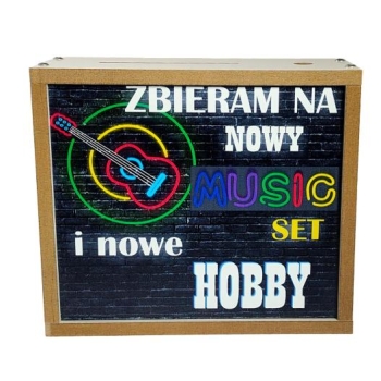 Skarbonka drewniana - Zbieram na nowy Music set i nowe hobby