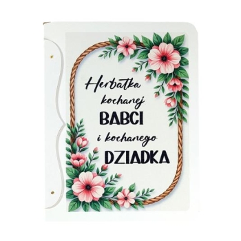 Szkatułka drewniana z przegródkami - Herbatka kochanej Babci i kochanego Dziadka