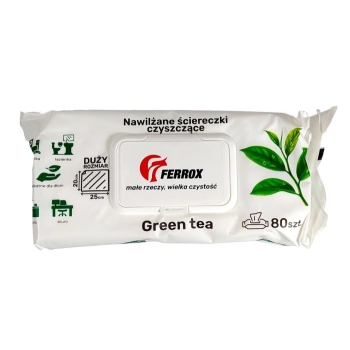 Chusteczki nawilżane do czyszczenia Ferrox 80 szt - Zielona herbata