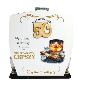 Karafka - W dniu Twoich 50 urodzin. Mężczyzna jak whisky... (biała)