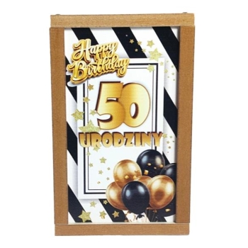Skarbonka drewniana mała - 50 urodziny