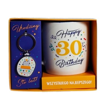 Kubek + breloczek UNI - 30 Happy Birthday