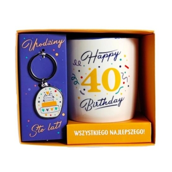 Kubek + breloczek UNI - 40 Happy Birthday