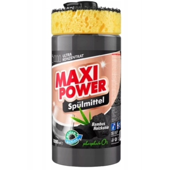 Płyn do naczyń z gąbką Maxi Power - Węgiel bambusowy