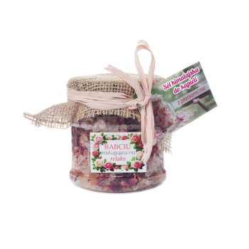 Sól himalajska do kąpieli z płatkami róż - Babciu zasługujesz na relaks