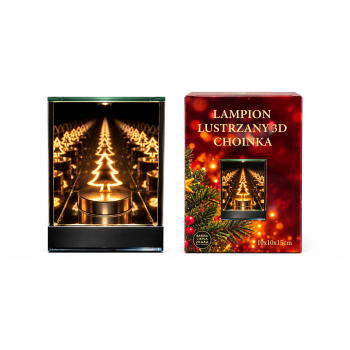 Lampion lustrzany 3D 6062 - Choinka (kwadrat)