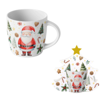 Kubek 400 ml w opakowaniu choinka - Santa claus 0880
