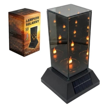 Lampion solarny 3D SL-K2S-S (kwadrat, czarna podstawa)
