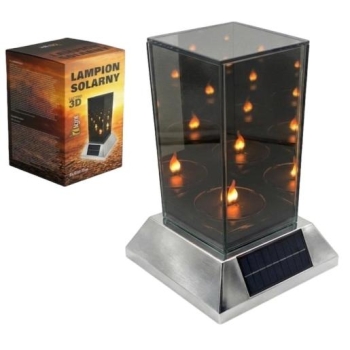 Lampion solarny 3D SL-K1S-S (kwadrat, srebrna podstawa)