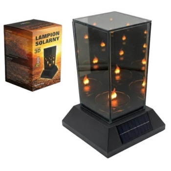 Lampion solarny 3D SL-K1S-B (kwadrat, czarna podstawa)