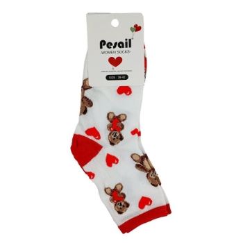 Skarpety walentynkowe - Misie (małe, białe)